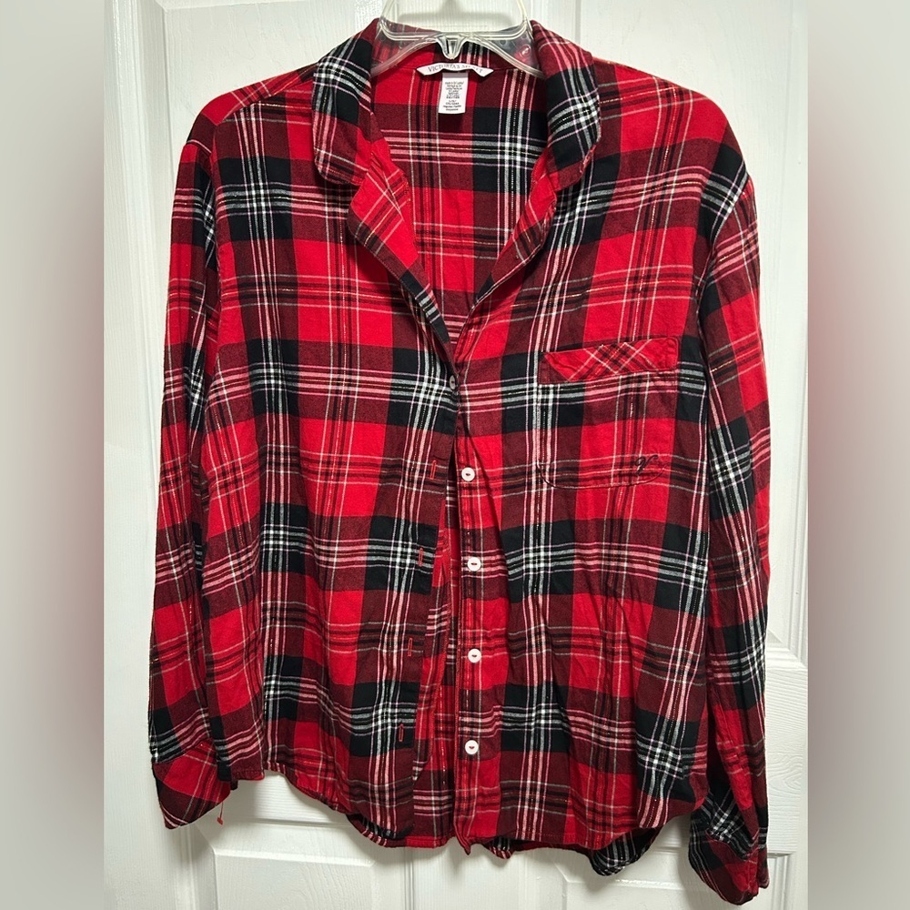 Victoria's Secret Red and Black Plaid Shirt